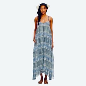Madewell Moroccan Tile Blue Strappy MIdi Boho Relaxed Coastal Resortcore Dress S